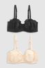 Black/Nude DD+ Non Pad Multiway Bras 2 Pack