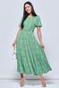 Jolie Moi Green Boat Neck Angel Sleeve Maxi Dress