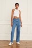 Blue Utility Cargo Denim Wide Leg Jeans