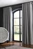 Silver Grey Next Heavyweight Chenille Eyelet Lined Curtains, Lined