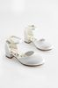 Weiß Satin Schmutzabweisend Brautjungfer - Knöchelriemen Schuhe mit niedrigem Absatz für besondere Anlässe​​​​​​​
