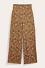 Boden Gold Fluid Printed Wide Trousers