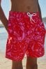 Bright Pink Leaf Printed Swim Shorts (3mths-16yrs)