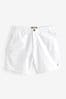 White Elasticated Waist Chino Shorts
