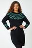 Roman Green/Black Chevron Stretch Knit Jumper Dress