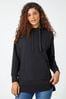 Roman Black Plain Longline Drawstring Hoodie