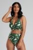 South Beach Green Leaf Print Twist Moulded Cup Bikini