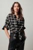 Black Check Tie Front Shirt