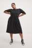 Simply Be Black Spot Print Supersoft Pocket Midi Dress