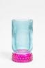 <span>Blau</span> - Windlicht-Kerzenhalter aus geripptem Glas mit Farbblockdesign