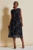 Jolie Moi Chiffon Pleated Overlay Midi Dress