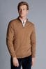 Charles Tyrwhitt Merino-Pullover mit RV-Kragen