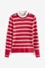 Red/Pink Pie Collar High Neck Stripe Jumper