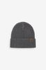 Charcoal Grey Knitted Rib Beanie Hat (1-16yrs)
