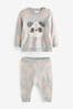 Grey/Pink Panda Knitted Baby 2 Piece Set (0mths-2yrs)
