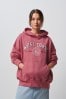 Red West Coast Graphic Washed Oversized Hoodie, Regular