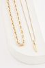 Gold Tone Recycled Metal Two Row Chain Necklace
