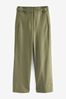 Khaki Green Tailored Ponte Metal Detail Wide Leg Trousers