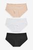 Black/White/Nude Short No VPL Knickers 3 Pack, Short