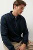 Marineblau - Polokragen - Jersey Cotton Rich Sweatshirt, Polo Neck