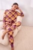 Ochre Yellow Check Cosy Long Sleeve Crew Neck Pyjamas, Regular