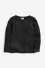Black T-Shirt Cotton Rich Long Sleeve Rib T-Shirt (3mths-7yrs)