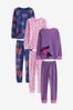Navy/Pink Floral Snuggle Pyjamas 3 Pack (9mths-8yrs)