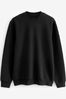 Schwarz - Hochwertiges, strukturiertes Rundhals-Sweatshirt