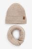 Neutral Knitted Snood and Hat Set (1-16yrs)