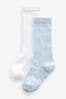 Blue/White Baby 2 Pack Knee Length Socks (0mths-2yrs)