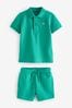 Green Short Sleeve key-chains Polo and Shorts Set (3mths-7yrs)
