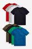 Red/Black/Grey/White/Blue/Green 8 Pack Short Sleeve T-Shirts (3-16yrs)