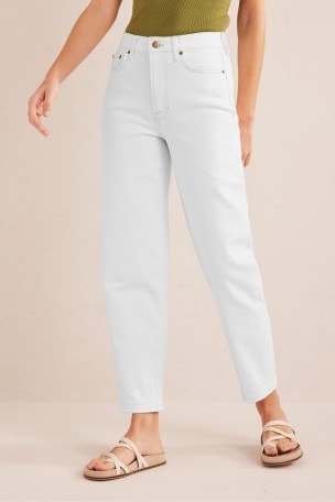 Boden White High Rise 90s Tapered Jeans