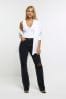 River Island Black High Rise Straight Ripped Jeans