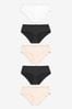 Black/White/Nude Short Microfibre Knickers 5 Pack