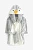 Grey Penguin Fleece Dressing Gown (9mths-8yrs)