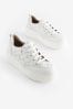 White Signature Forever Comfort® Leather Weave Chunky Wedge Platform Trainers