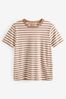 Green Stripe Essential 100% Pure Cotton Short Sleeve Crew Neck T-Shirt, Regular