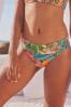 Exotisches Muster - Gesmokte Bikinihose mit hohem Beinausschnitt