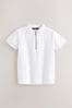 White Short Sleeve Zip Texture Polo Shirt (3-16yrs)