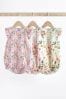 Lilac Purple/Sage Green Floral Baby Bloomer Rompers 3 Pack