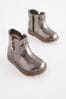 Silver Standard Fit (F) Warm Lined Tassel Detail Zip Boots, Standard Fit (F)