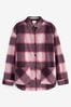 Pink Check Fleece Shacket, Petite