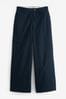 Navy Blue Wide Leg Chino Cargo Trousers