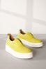 Lime Green Slip On Signature Forever Comfort® Leather Chunky Wedges Platform Trainers