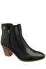 Ravel Black Leather Heeled Ankle Boots