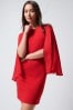 Rot - Langärmeliges Cape-Minikleid