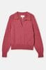 Joules Mia Raspberry Pink Pointelle Jumper with Open Collar