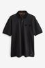 Black Flocked Smart Collar Polo Tenis Shirt