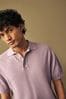 Purple Knitted Bubble Textured Regular Fit Polo Shirt